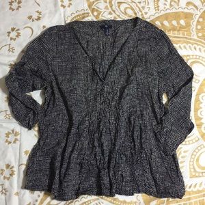 GAP Navy Blue Cream Print lightweight Blouse
